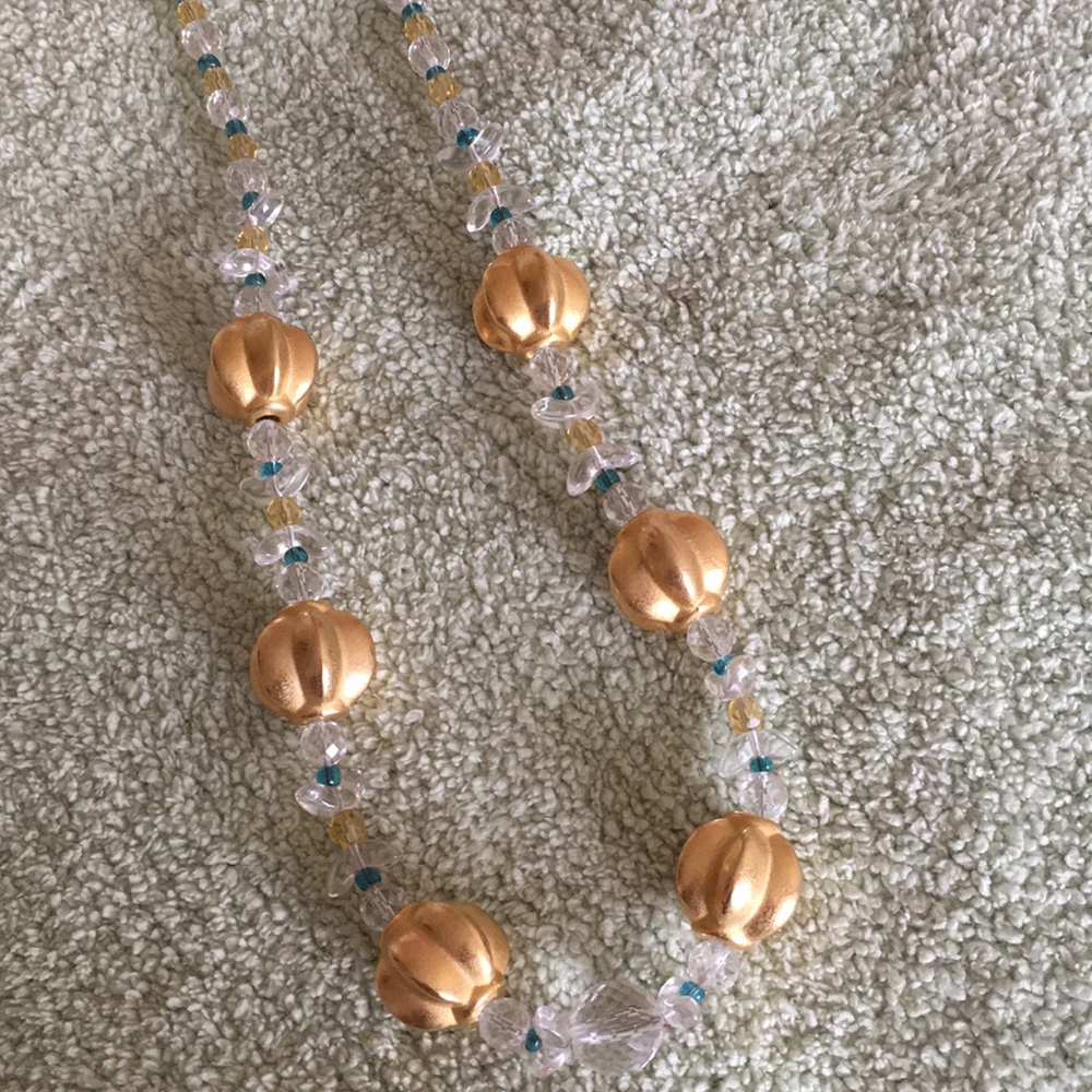 Melon bead and crystal necklace